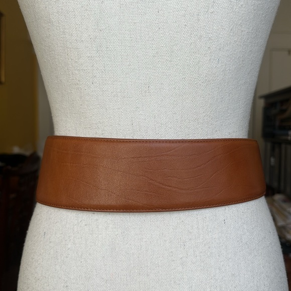 Veronika Maine Brown Leather Wide Belt Size M NEW - Picture 9 of 15